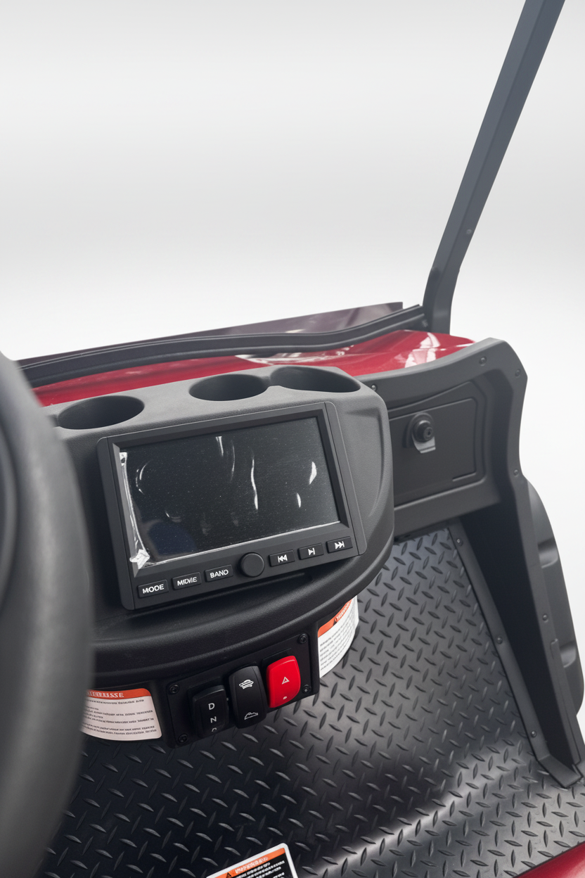 EVA BEA KB-G2+2H interior dashboard with multimedia screen and red trim
