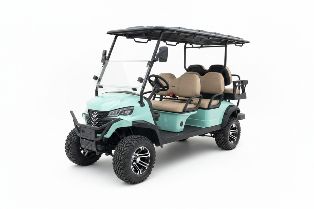 EVA BEA KC 4+2 Electric LSV Golf Cart - Teal Studio Front View