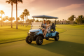 Horsin Blue KC L4 Electric LSV Golf Cart lifestyle on golf course